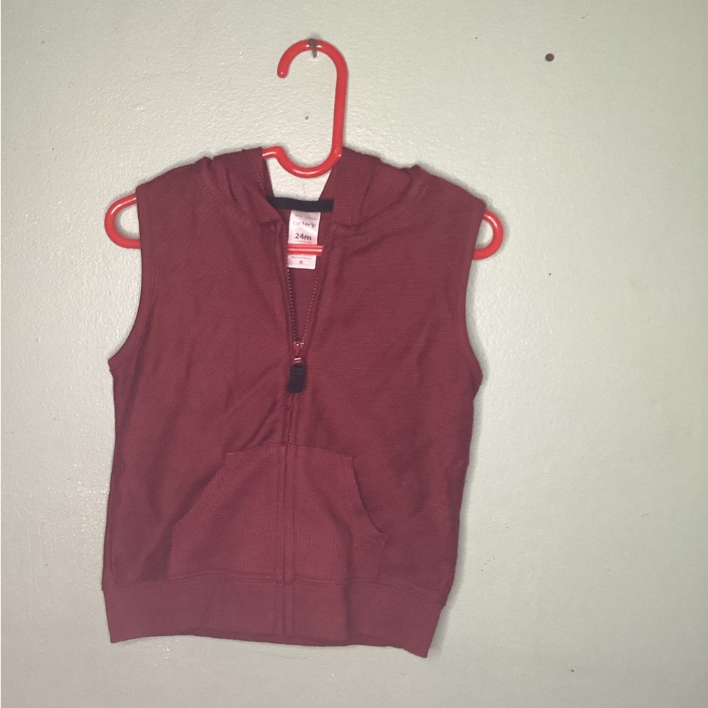 Infant boys burgundy sleeveless sweater • 24 Months • Carters